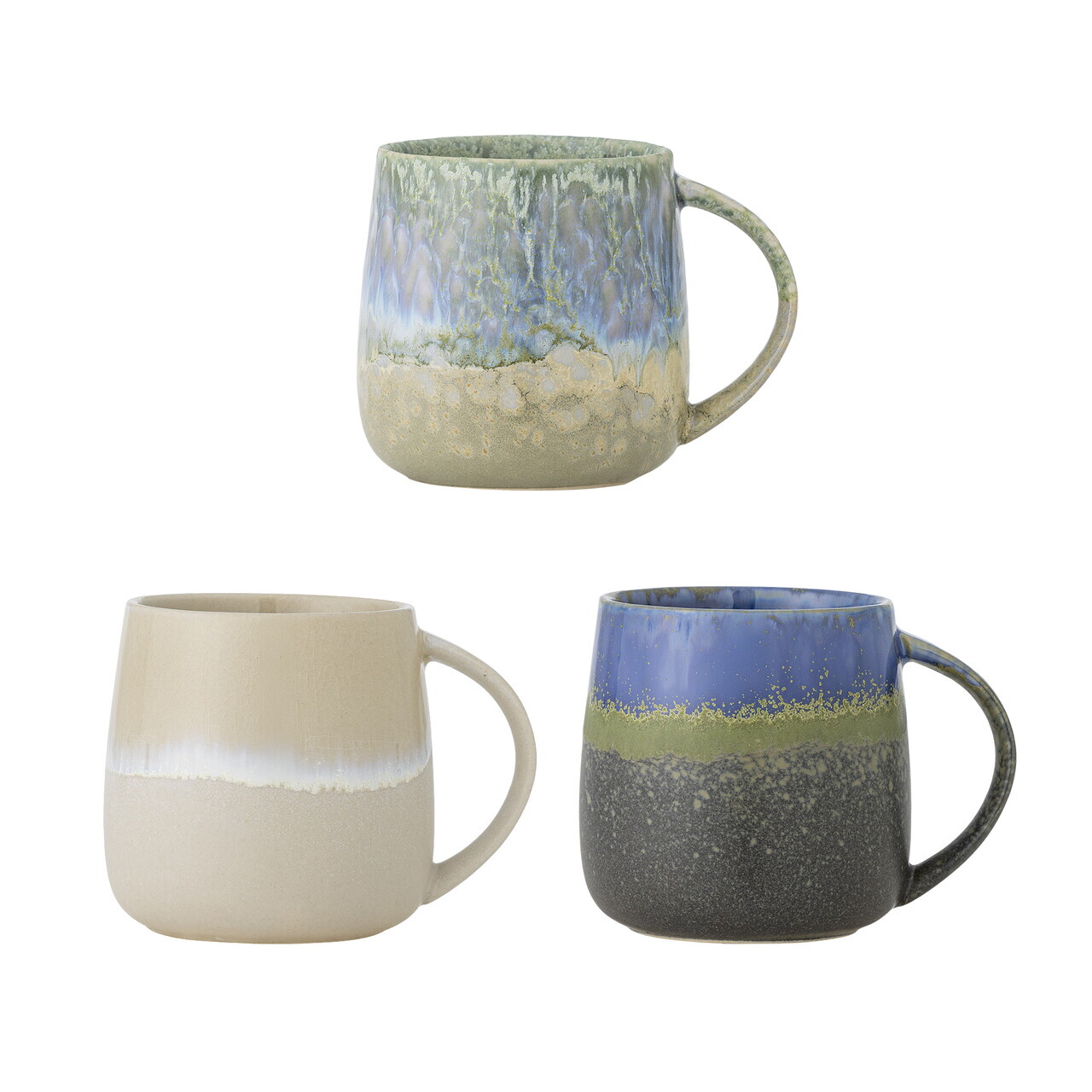 Set 3 cani, Bloomingville, Cloe, 9.5x10 cm, 400 ml, ceramica, albastru - imagine 6